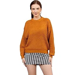 swaaglok - style that speaks Women’s Knit Sweater | Casual Round Neck Long Sleeve Pullover | Warm Textured Pattern Winter Wear for Daily & Office Outfits-picture-10