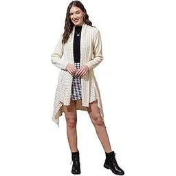 swaaglok - style that speaks Women's Long Woolen Shrug Cardigan | Full Sleeve Knitted Winterwear | Stylish Front Open Asymmetrical Hem Sweater for Women & Girls-picture-46