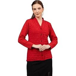 swaaglok - style that speaks Women’s Wool Cardigan | Long Sleeve Button Down Knit Sweater | Elegant V-Neck Warm Winter Wear | Soft Textured Pattern Casual & Office Layering Top-picture-14