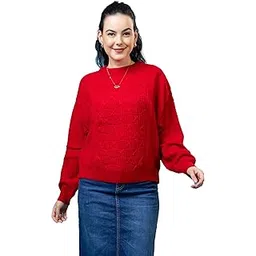 swaaglok - style that speaks Women’s Woolen Pullover Sweater | Full Sleeve Winter Wear with Textured Cross Cable Pattern | Soft, Stylish & Warm Sweater for Girls & Ladies-picture-17