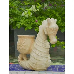 Swadeh Brown Clay Seahorse Planter-picture-38
