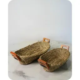 swadeh Set Of 2 Natural Sabai Grass Bread Bower Bread Basket-picture-23