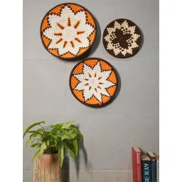 Swadeh Yellow Fiber Abstract Ochre Weave Wall Art - Set of 3-picture-13