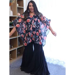 Swadeshi Shringaar Black Floral Georgette Sharara Set-picture-11