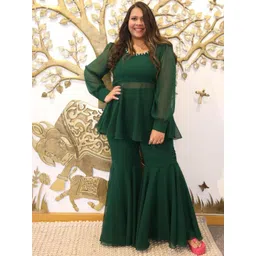 Swadeshi Shringaar Midori Georgette Sharara Set-picture-17