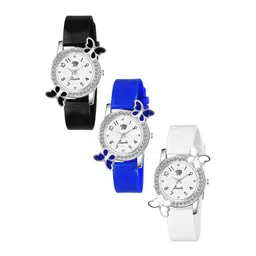 SWADESI STUFF Boys Pack Of 3 Analogue Watches 2 BF BLACK WHITE BLUE-picture-23
