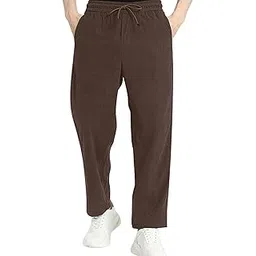 swadesi stuff Men's Corduroy Track Pants | Self Design, Mid-Rise Fit, Flexi Waistband - Retro-Inspired Straight Fit Lounge & Casual Wear-picture-26