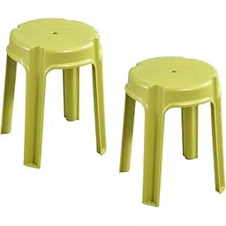 Swagath Furniture Palstic Round Stool Outdoor & Cafeteria Stool (2, Amaze Green)-picture-10