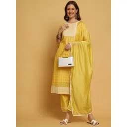 SWAGG INDIA Ethnic Motifs Printed Sequined Kurta & Trousers With Dupatta-picture-10