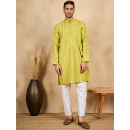 SWAGG INDIA Geometric Embroidered Mandarin Collar Sequinned Straight Kurta-picture-11