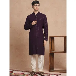 SWAGG INDIA Men Geometric Embroidered Thread Work Kurta-picture-19