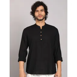 SWAGGINDIA Mandarin Collar Cotton Straight Kurta-picture-22