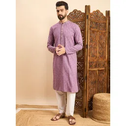 SWAGGINDIA Men Ethnic Motifs Embroidered Thread Work Kurta-picture-34