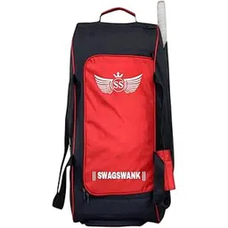 SWAGSWANK Cricket Kit Bag Dedicated Bat Pocket Durable Polyester Construction Adjustable Shoulder Straps Water-Resistant Design Stylish Cricket Bag for Cricketers - (RED)-picture-17