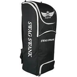 SWAGSWANK Cricket Kit Bag with Dedicated Bat Pocket, Adjustable Shoulder Straps, Water-Resistant Polyester Design (Black)-picture-16