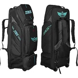 SWAGSWANK ZYROS Cricket Kit Bag, Large Wheeled Equipment Backpack, Black with Turquoise Accents, Multiple Compartments, Sports Gear Storage-picture-20
