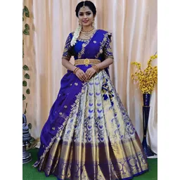 SWAMI STUDIO Embroidered Semi-Stitched Lehenga & Blouse With Dupatta-picture-40