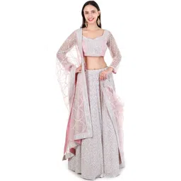 Swapnil by AL Embellished Sequinned Semi-Stitched Lehenga & Blouse With Dupatta-picture-25