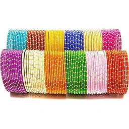 swara creations 12 color Metal Bangle Set,also available in large/extra large size, Combo Set for Women/Girls and Kids with Zari and Cutting Design| For Party/Daily use/Wedding/office(144Pcs)-picture-53