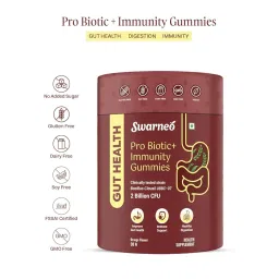 Swarneo Gut Health Gummies | Pack Of 3 | Pro Biotic + Immunity Gummies|30 Gummy| 2 Billion CFU | Improve Gut Health, Immune Support, Healthy Digestion | Soy free, Gluten Free, Dairy Free, Vegan| Clinically Tested Strain| Orange Flavour| image 2