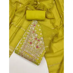 SWARNGANGA TEX Ethnic Motifs Embroidered Sequinned Unstitched Dress Material-picture-18