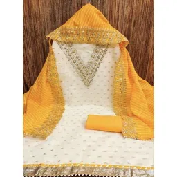 SWARNGANGA TEX Floral Embroidered Sequunied Chanderi Unstitched Dress Material-picture-38