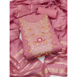 SWARNGANGA TEX Geometric Woven Design Sequinned Unstitched Dress Material-picture-35