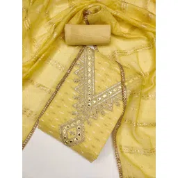 SWARNGANGA TEX Geometric Woven Design Sequinned Unstitched Dress Material-picture-41