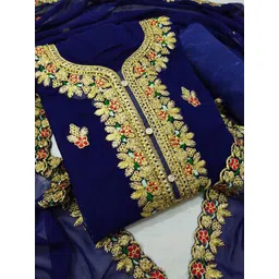SWARNGANGA TEX Zari Floral Embroidered Unstitched Dress Material-picture-33