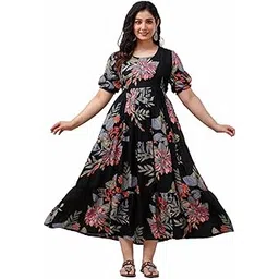 swarnkar creation Women Rayon Maternity and Feeding Maxi Dress with Zip-picture-11