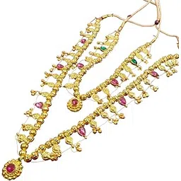 swaroop designer Kolhapuri Saaj Traditional Maharashtra Marathi Jewellery Combo Set Gold Pleated for Women chand pndl gold-picture-42