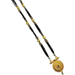 swaroop designer Long 36 Inch Mangalsutra Simple Gold Plated New Designe Black Bead Bridal Heavy Mangalsutra-picture-46