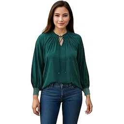 swaroopi Womens Solid Top | Viscose Full Sleeve Round Neck A-Line Tunic Blouson Top-picture-36