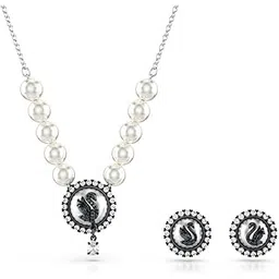swarovski Swan Rhodium Plated Jewelry Set, Grey, Standard, Metal Zirconia, Crystal Zirconia-picture-16
