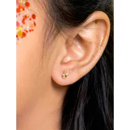 SWASHAA Girls 18K Gold Plated Stainless Steel Bun Bun Studs Earrings-picture-50