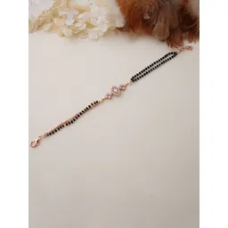 SWASHAA Ilahi Solitaire Rose Gold-Plated Stone Studded & Beaded Mangalsutra Bracelet-picture-24