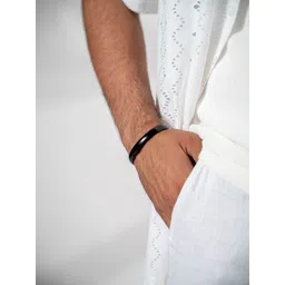 SWASHAA Men Ethan Stainless Steel Rhodium-Plated Kada Bracelet-picture-39