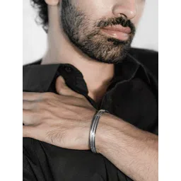 SWASHAA Men Milo Stainless Steel Silver-Plated Kada Bracelet-picture-37