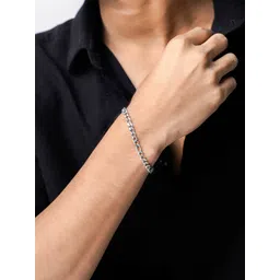 SWASHAA Men Silver-Plated Stainless Steel Wraparound Bracelet-picture-35