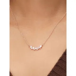 SWASHAA Rose Gold-Plated Stainless Steel Cubic Zirconia Studded Necklace-picture-39