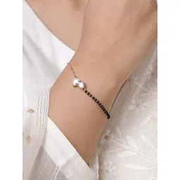 SWASHAA Women Gold-Plated Cubic Zirconia Studded Mangalsutra Wraparound Bracelet-picture-12