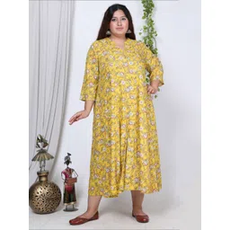 Swasti Plus Size Floral Print Puff Sleeve A-Line Dress-picture-40