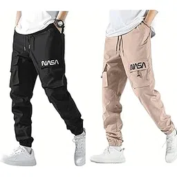 swastik aparels Swastik Apparels Men's NASA Track Pant Combo | Track Pants | Lower | Joggers | Combo of 2 | Pack of 2 Pant | Cargo Pant (BLK+CRM)-picture-22