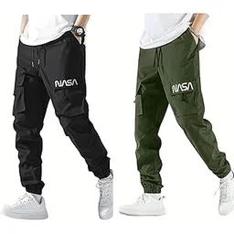 swastik aparels Swastik Apparels Men's NASA Track Pant Combo | Track Pants | Lower | Joggers | Combo of 2 | Pack of 2 Pant | Cargo Pant (BLK+GRN)-picture-25