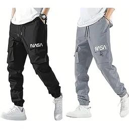 swastik aparels Swastik Apparels Men's NASA Track Pant Combo | Track Pants | Lower | Joggers | Combo of 2 | Pack of 2 Pant | Cargo Pant (BLK+LGR)-picture-21