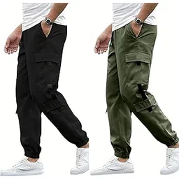 swastik aparels Swastik Apparels Men's Track Pant Combo | Track Pants | Lower | Joggers | Combo of 2 | Pack of 2 Pant | Cargo Pant (BLK+GRN)-picture-15