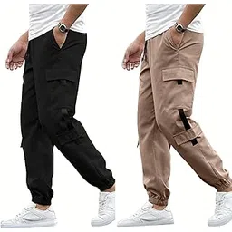 swastik aparels Swastik Apparels Men's Track Pant Combo | Track Pants | Lower | Joggers | Combo of 2 | Pack of 2 Pant | Cargo Pant (BLK+KHK)-picture-12