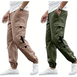 swastik aparels Swastik Apparels Men's Track Pant Combo | Track Pants | Lower | Joggers | Combo of 2 | Pack of 2 Pant | Cargo Pant (KHK+GRN)-picture-10