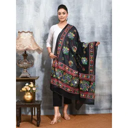swatika Floral Embroidered Phulkari Cotton Dupatta-picture-12