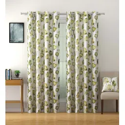 swayam Green Faux Silk Blackout 9 Feet Eyelet Curtain (Set of 2) image 1